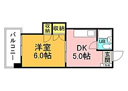 コーポ平和 1DKの間取図画像