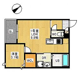 レガリストヴィラ西川口 1LDKの間取図画像