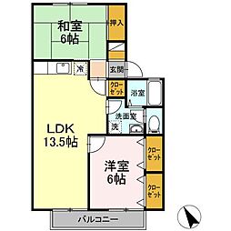 セジュール下桶A 2LDKの間取図画像