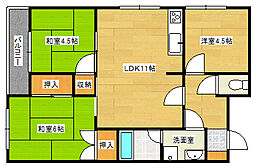 コーポキムラ 3LDKの間取図画像