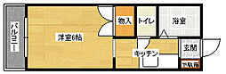 ヴァンセーヌ今村B ワンルームの間取図画像