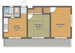 大宮グリーンコーポ 2DKの間取図画像