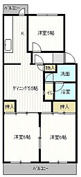 UR都市機構鈴が峰第5団地2号棟 3DKの間取図画像