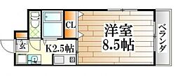 グランヴェル明和 1Kの間取図画像
