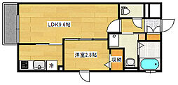 月光南観音壱番館 1LDKの間取図画像