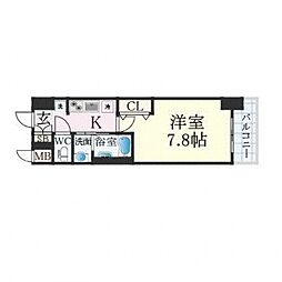エステムコート広島国泰寺 1Kの間取図画像