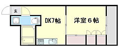フローラ京橋 1DKの間取図画像