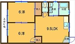 泉コーポ 2LDKの間取図画像