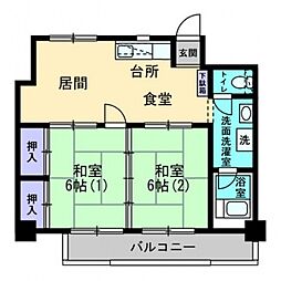石富ビル 2LDKの間取図画像