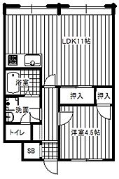 ハイム永田 1LDKの間取図画像