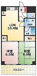 日宝ポニクレール府中 2LDKの間取図画像