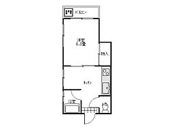 マルトミビル 2階1DKの間取り