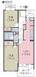 ライオンズマンション八幡山 2LDKの間取図画像