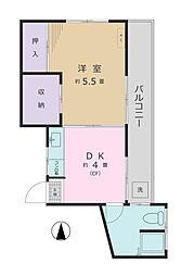 百木（モモキ）マンション 2階1DKの間取り