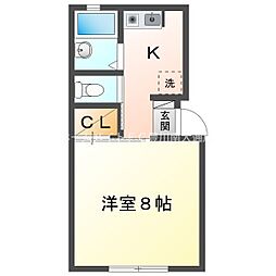 ミューズイン西方 1Kの間取図画像