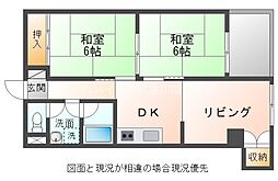 石黒本館ビル 4階2LDKの間取り