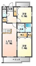 グランシャリオ 2LDKの間取図画像