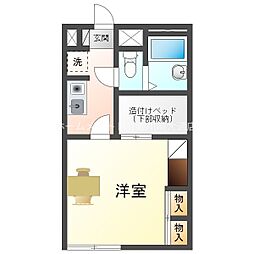 レオパレスオリーブ 1階1Kの間取り