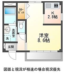 ライフイン・山道 1階ワンルームの間取り