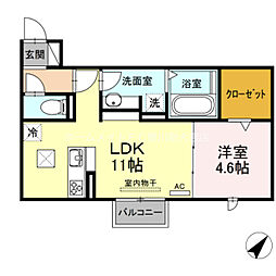 エトワール塔ノ木 1階1LDKの間取り
