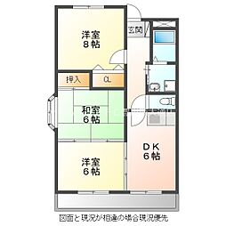 ジュールヴェルヌ 1階3DKの間取り