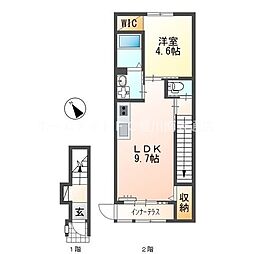 昴ノース 2階1LDKの間取り