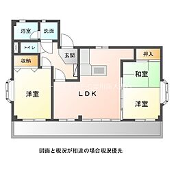 リッチモンドクロス 2階2LDKの間取り