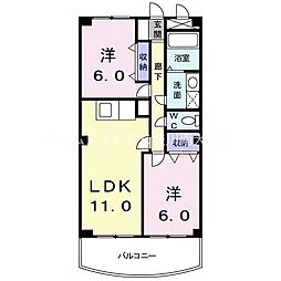 メゾンエクセル 2階2LDKの間取り
