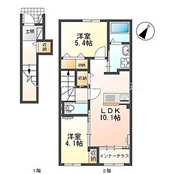 蔵子5丁目新築アパート 2階2LDKの間取り