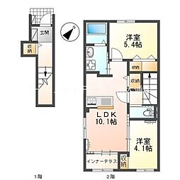 蔵子5丁目新築アパート 2階2LDKの間取り