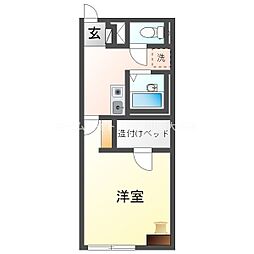 レオネクストソレイユ平井 2階1Kの間取り