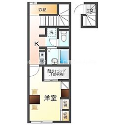 レオパレスディアコートＢ 2階1Kの間取り