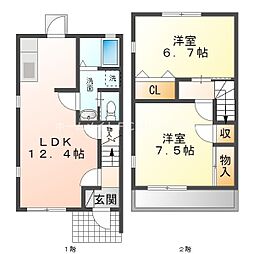 ポポラーレ 2LDKの間取図画像