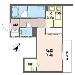 クリザンテーム 1Kの間取図画像
