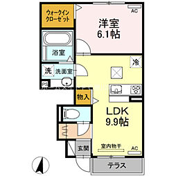 ヴィクトワール 1LDKの間取図画像
