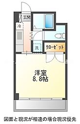 ワンルームハラマキ2 1Kの間取図画像