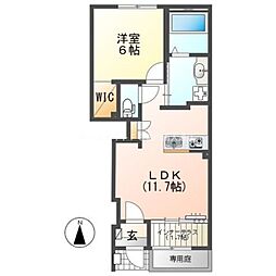 豊川市西塚町2丁目アパート 1LDKの間取図画像