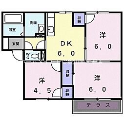 グリーンハイツB 3DKの間取図画像