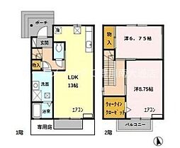 アネックス河尻E 2LDKの間取図画像