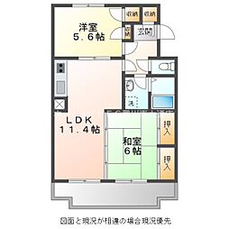 ル・ボア大黒平尾A 2LDKの間取図画像