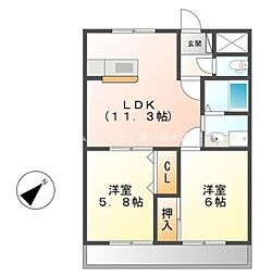 アルカディア 2LDKの間取図画像