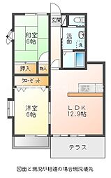 グランシャリオFUJIB 2LDKの間取図画像