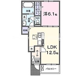 豊川市御津町広石神子田アパート 1LDKの間取図画像