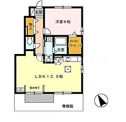 グランモア新豊B 1LDKの間取図画像