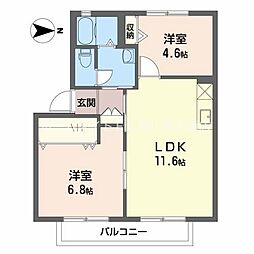 プチメゾンベル・プレ 2LDKの間取図画像