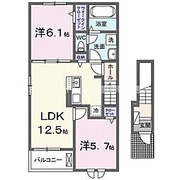 アペ・伊奈 2LDKの間取図画像