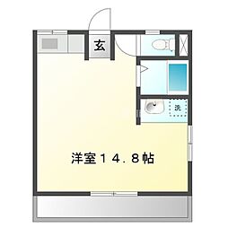 本野マンション ワンルームの間取図画像