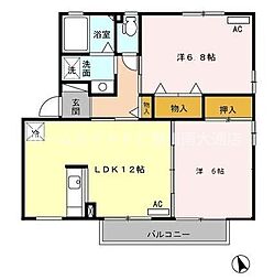 アネックス河尻D 2LDKの間取図画像