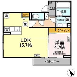 D-avance諏訪 1LDKの間取図画像