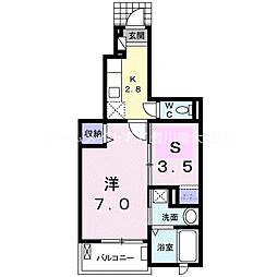 ヒラソル 2Kの間取図画像